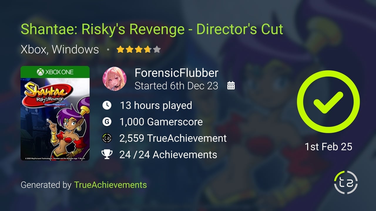 Shantae Risky's Revenge - Director's Cut achievement summary